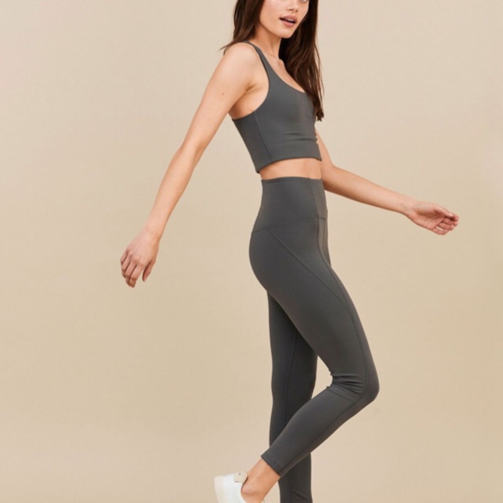 Girlfriend collective smoke grey leggings set